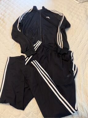 Adidas Women’s Black Track Pants with White Three-Stripes